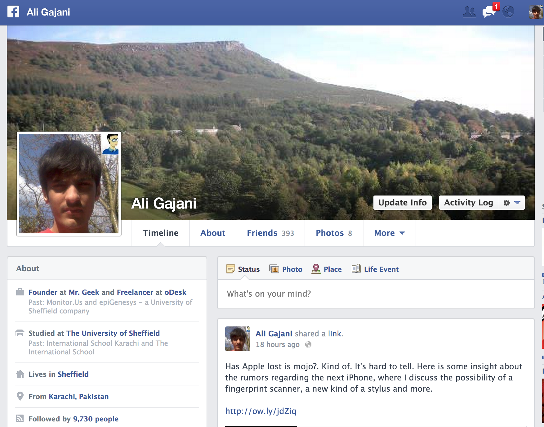 Facebook 1 Column Timeline Facebook 1 Column Timeline